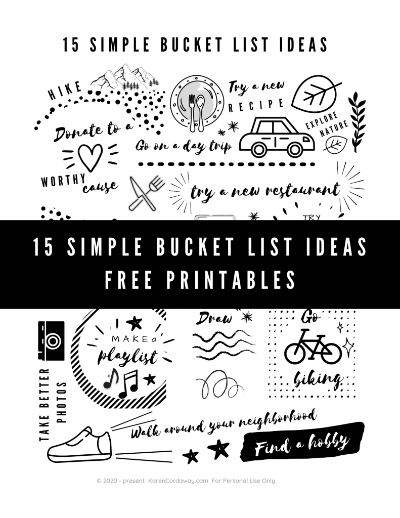 simple bucket list ideas free printable